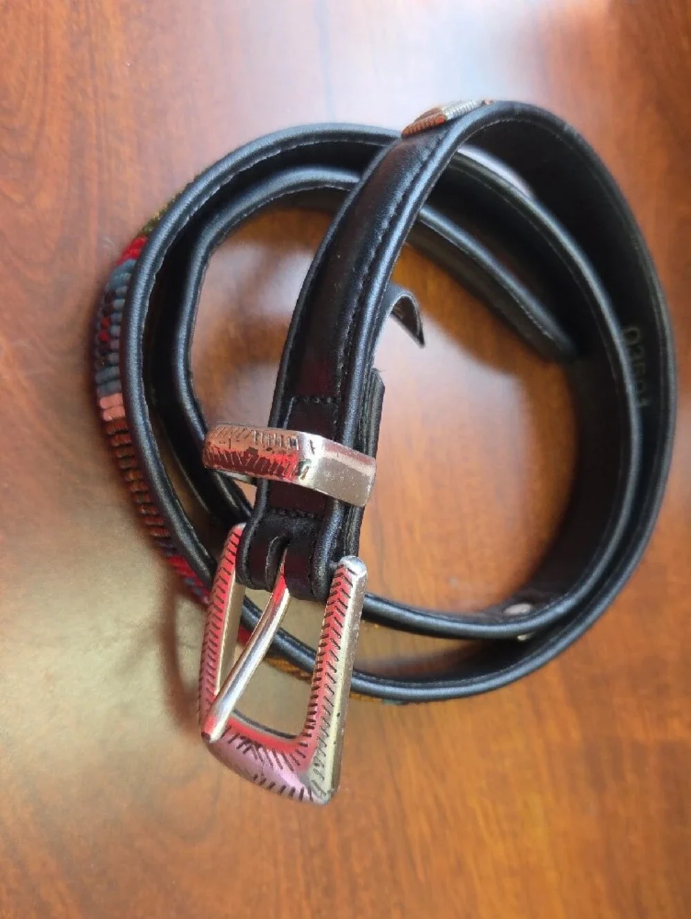 Brighton Black Leather Belt with Multicolor Beaded Accents